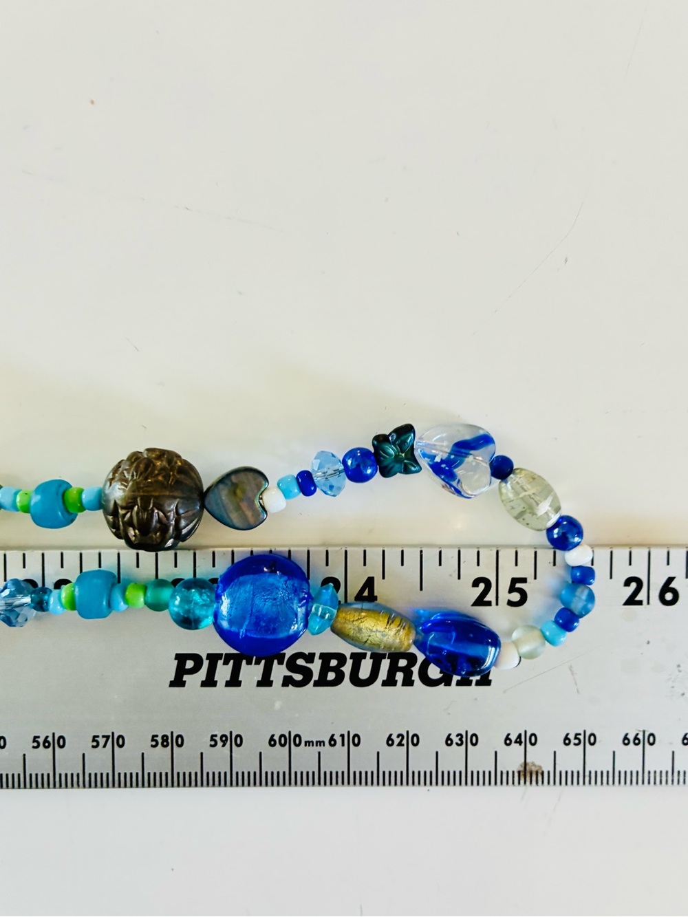 Handmade Blue & Green Beaded Necklace with Floral Accents - Picture 13 of 15